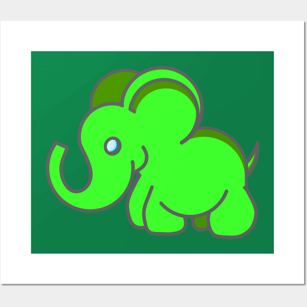 Green Elephant Wall Art by RD Doodles